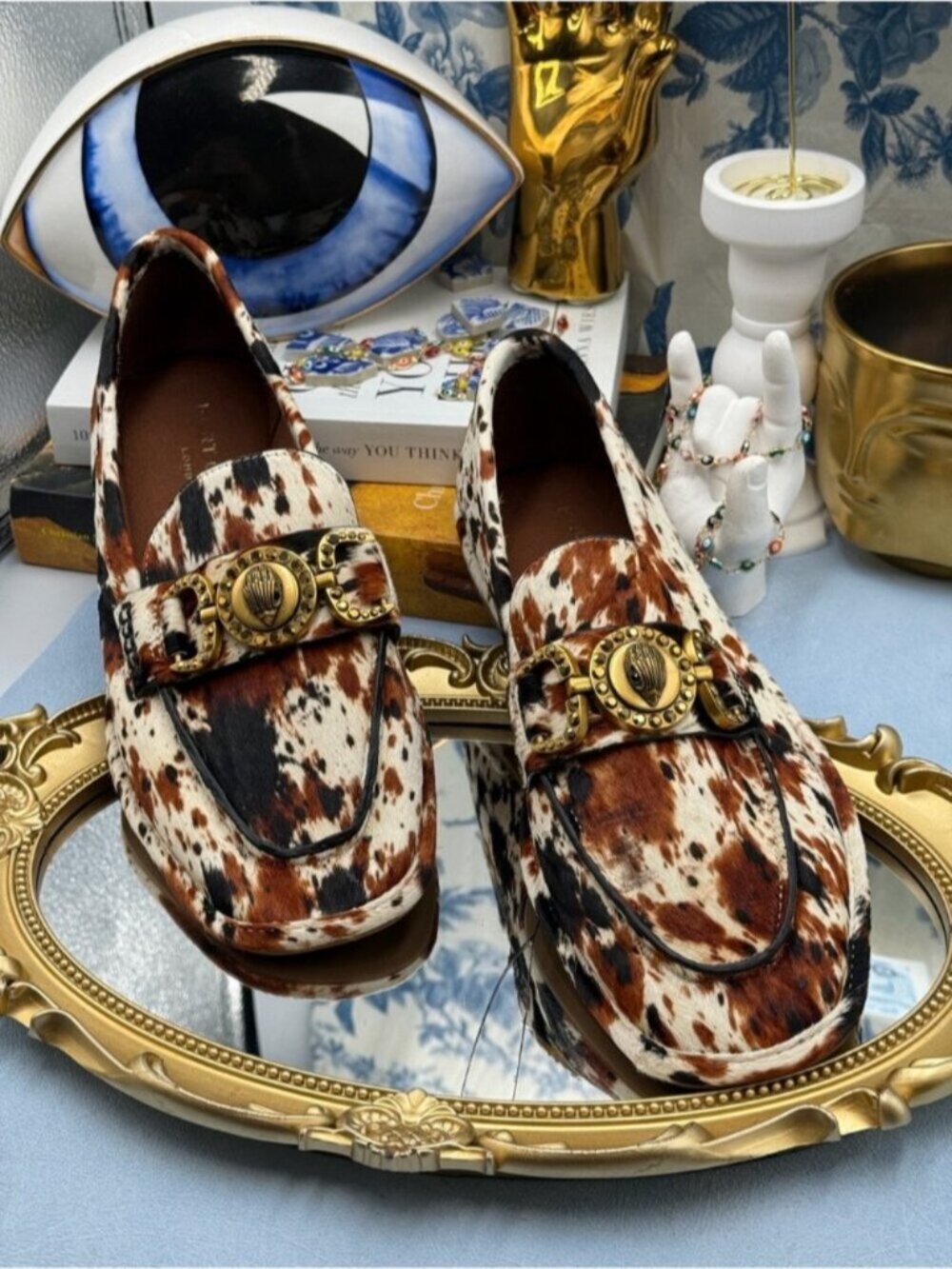 🆕 KURT GEIGER LONDON 🧿 NWOB Mansion Soft Loafer, Cow Print - Sz 39 US8.5 - Picture 4 of 16